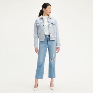 Levi's + Ribcage Straight Ankle Jeans in Tango Fade Light Wash