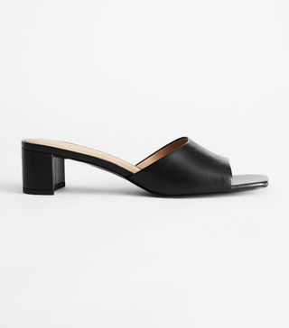& Other Stories + Heeled Leather Square Toe Sandal