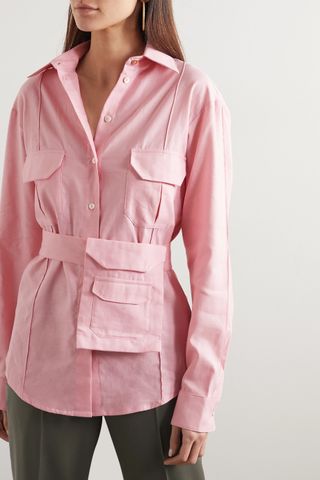 Maggie Marilyn + Stronger Together Belted Organic Cotton and Linen-Blend Shirt
