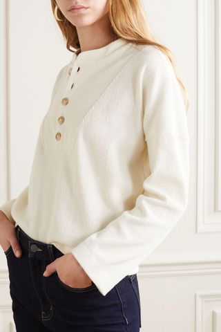 Madewell + Hanoi Button-Detailed Ribbed Cotton Top
