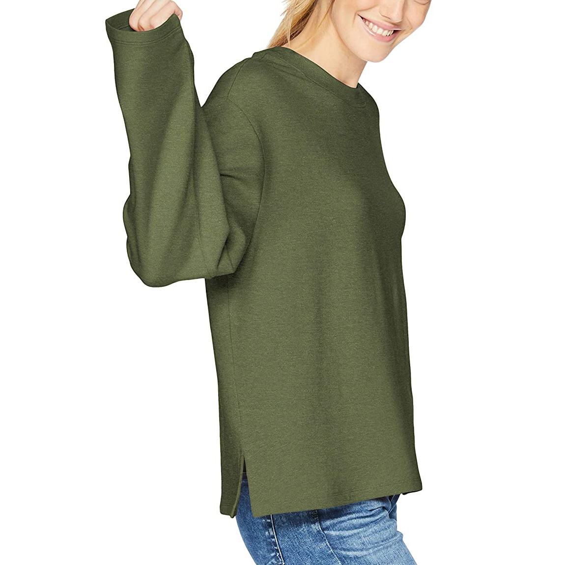 Daily Ritual + Terry Cotton and Modal Boxy Long Square Sleeve Top