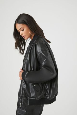 Forever 21 + Faux Leather Bomber Jacket