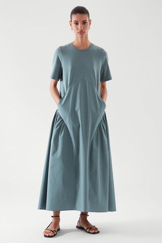 Cos + Pleated Long T-Shirt Dress