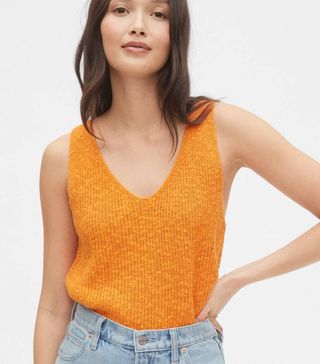 Gap + Ribbed V-Neck Sweater Tank in Linen-Cotton