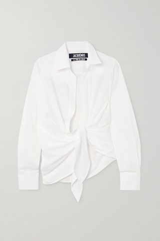 Jacquemus + Bahia Tie-Front Striped Cotton-Jacquard Shirt