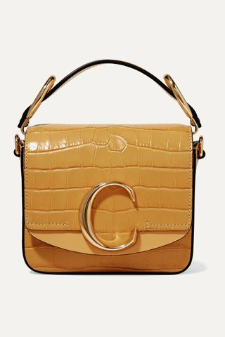 Chloé + C Mini Smooth and Croc Efflect Leather Shoulder Bag