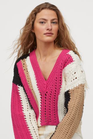 H&M + Cropped Crocheted Sweater