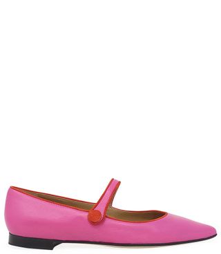 Madison Maison + Pink Leather Flat Pointy Ballet