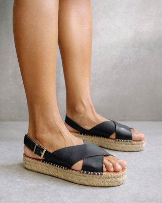 Alohas + Crossed Platform Espadrille Sandals