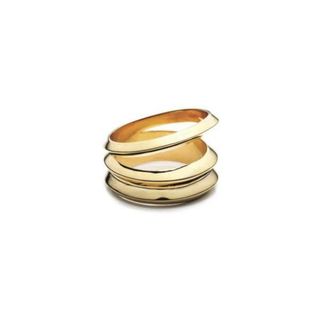Third Crown + Hedron Three Row Ring - 18k Gold Plated Brass