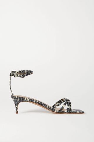 By Far + Kaia Snake-Effect Leather Sandals