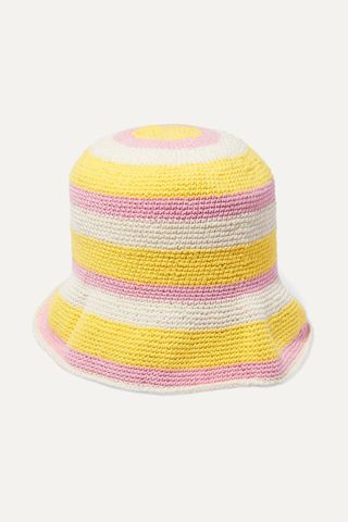 Faithfull the Brand + Striped Crocheted Cotton Bucket Hat