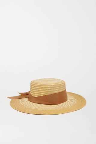 Sensi Studio + Cordovez Grosgrain-Trimmed Two-Tone Toquilla Straw Hat