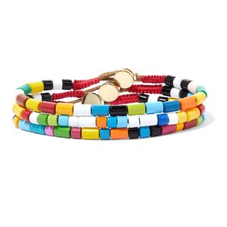 Roxanne Assoulin + Rainbow Set of Three Enamel and Gold-Tone Bracelets