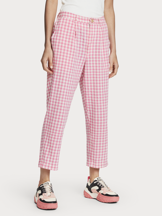 Scotch and Soda + Checked Linen Blend Trousers