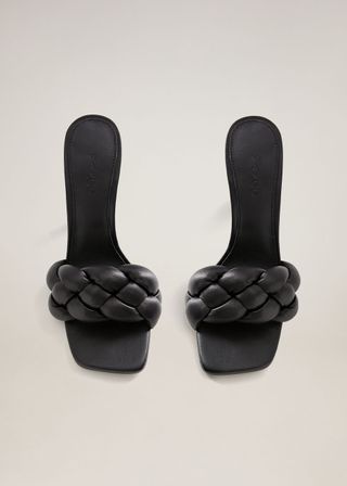 Mango + Leather Braided Design Mule Sandals
