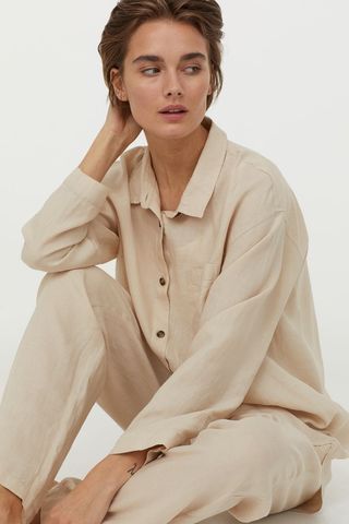 H&M + Washed Linen Pyjama Bottoms