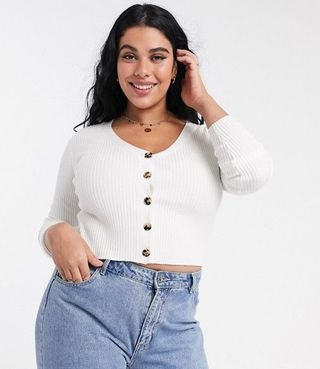 Urban Bliss + Plus Knitted Top With Buttons