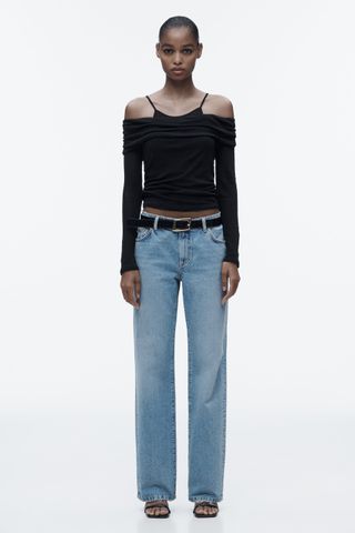 Zara + Low-Rise Straight Jeans