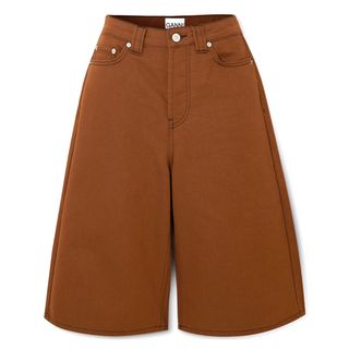 Ganni + Light Brown Denim Shorts