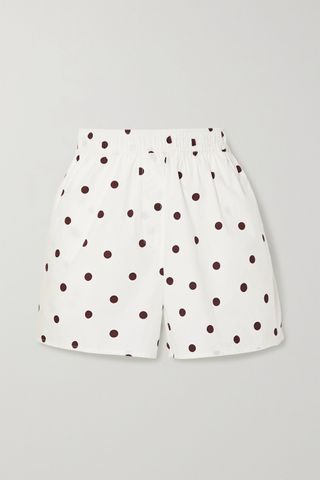 Ganni + Polka-Dot Cotton-Poplin Shorts