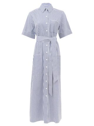 Cefinn + Striped Cotton-Poplin Shirt Dress
