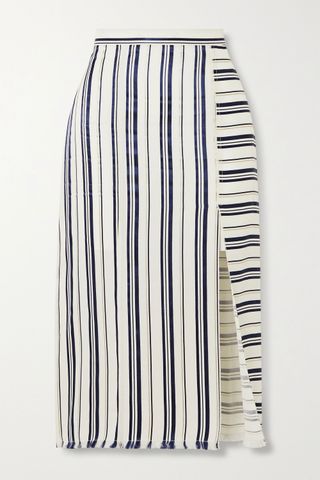 Altuzarra + Scrimshaw Fringed Striped Lyocell-Blend Crepe De Chine Skirt