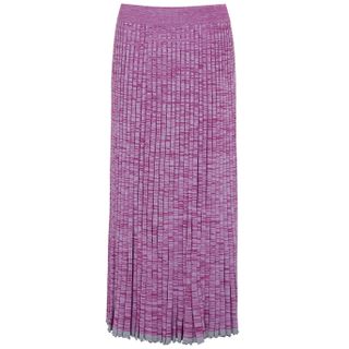 Christopher Esber + Purple Pleated Stretch-Knit Midi Skirt