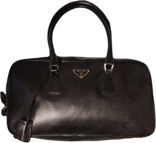Prada + 00s Black Leather Bowler Bag