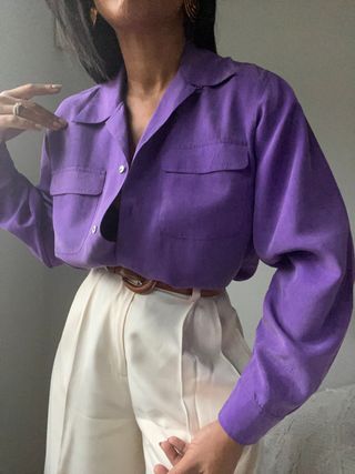 Etsy + Vintage Pure Silk Double Breast Pocket Favorite Button Down