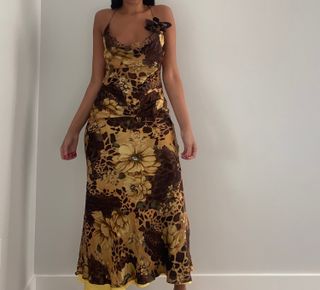 Elia Vintage + Floral Silk Floral Dress