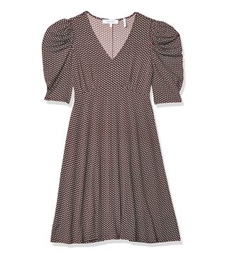 Lark & Ro + Ruched Sleeve V Neck Knit Dress