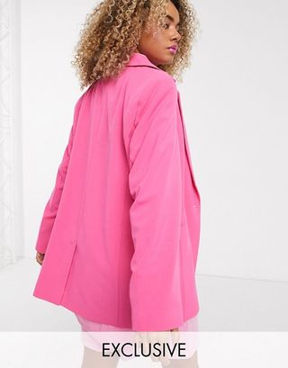 ASOS + Collusion Oversized Dad Blazer in Pink