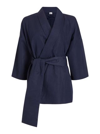Kin x Rie Takeda + Panelled Wrap Jacket, Blue