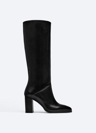 Uterqüe + High-Heel Leather Boots