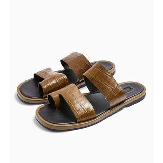 Topshop + Hove Khaki Leather Sandals