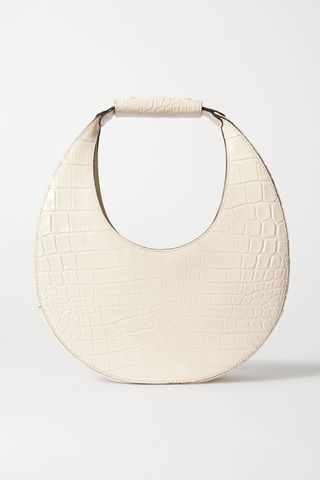 Staud + Moon Croc-Effect Patent-Leather Tote