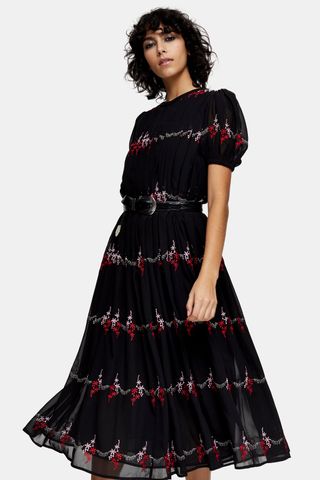 Topshop + Embroidered Pleated Chuck on Dress