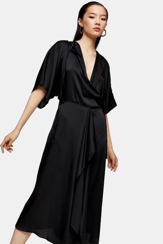 Topshop + Black Wrap Front Dress by Topshop Boutique