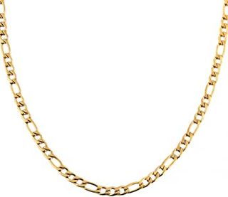 Hzman + Gold Plated Figaro Chain Stainless Steel Necklace