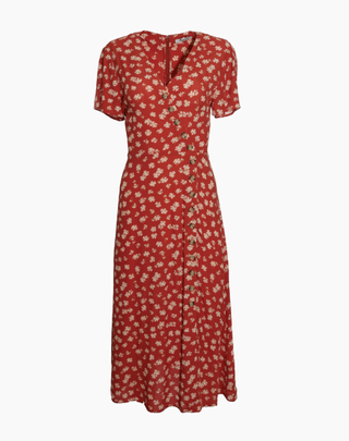 Madewell + Button-Wrap Midi Dress