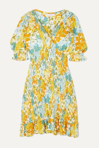 Faithfull the Brand + Margherita Shirred Floral-Print Crepe Mini Dress