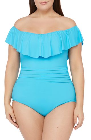 La Blanca + Off-the-Shoulder One-Piece Swimsuit