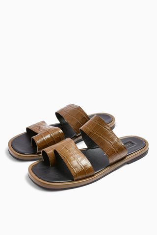 Topshop + Hove Khaki Leather Sandals