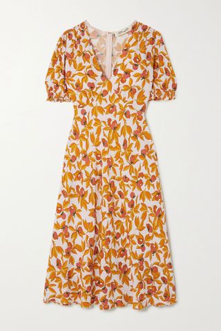 Diane Von Furstenberg + Idris Shirred Floral-Print Crepe Midi Dress