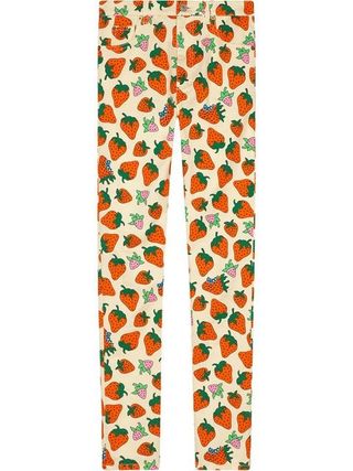 Gucci + Skinny Pant With Gucci Strawberry Print