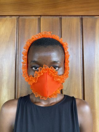 Tia Adeola + Orange Ruffle Face Mask