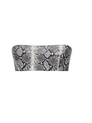 LaQuan Smith + Snake Print Leather Bandeau Top
