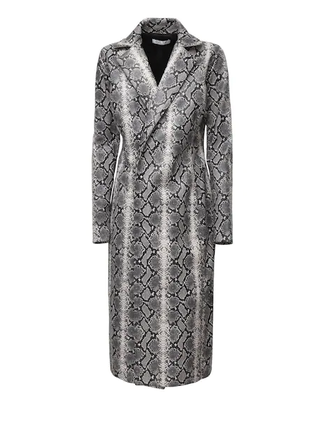 LaQuan Smith + Snake Print Leather Long Coat
