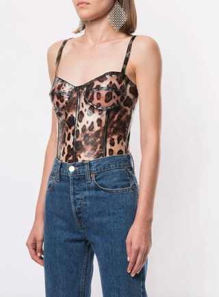LaQuan Smith + Leopard-Print Bodysuit